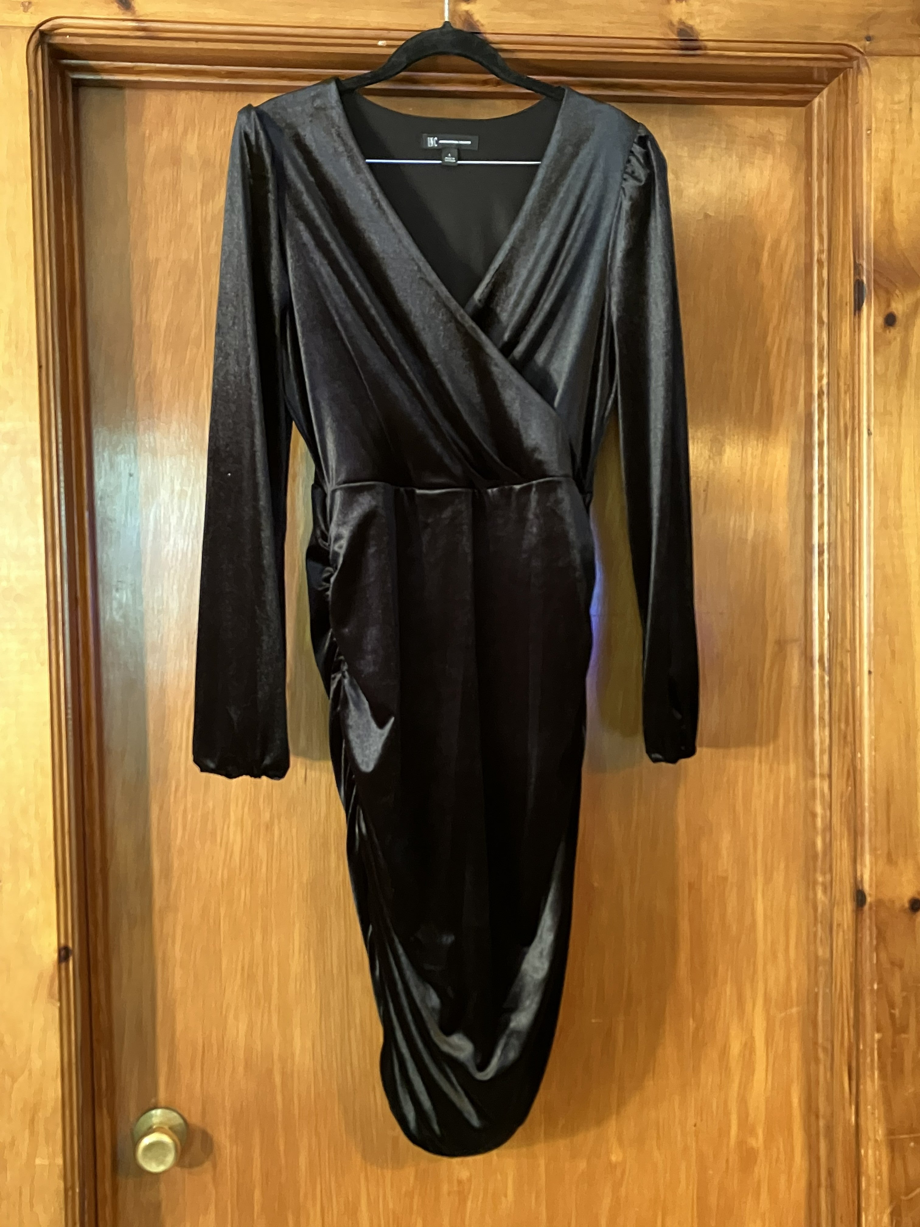 INC International Concepts Black Velvet Wrap Dress