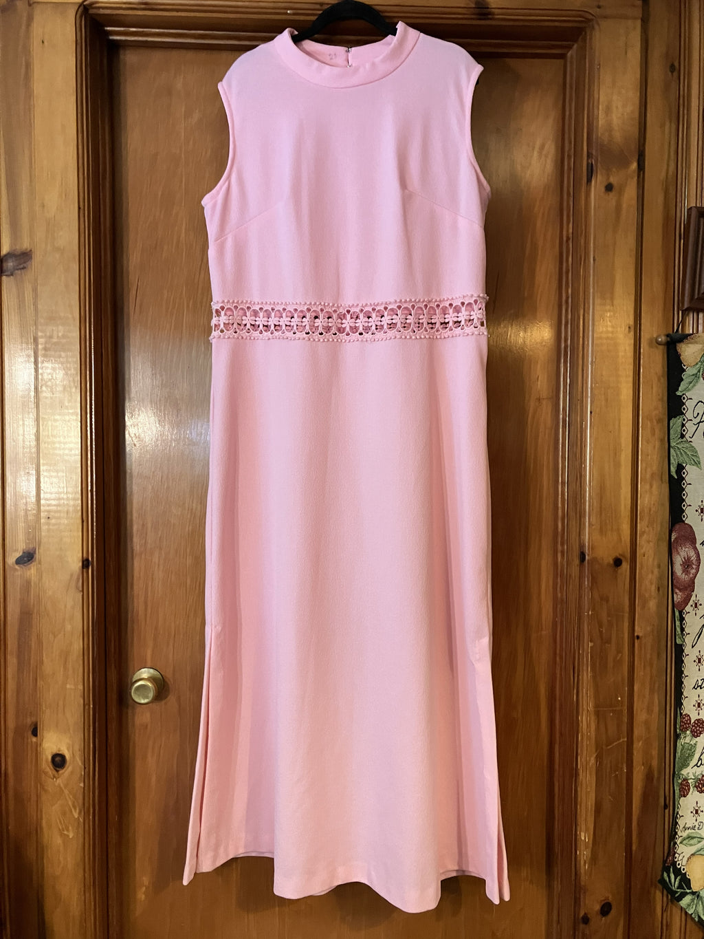 Vintage 1960s Mock Neck Dress With Lace Waist