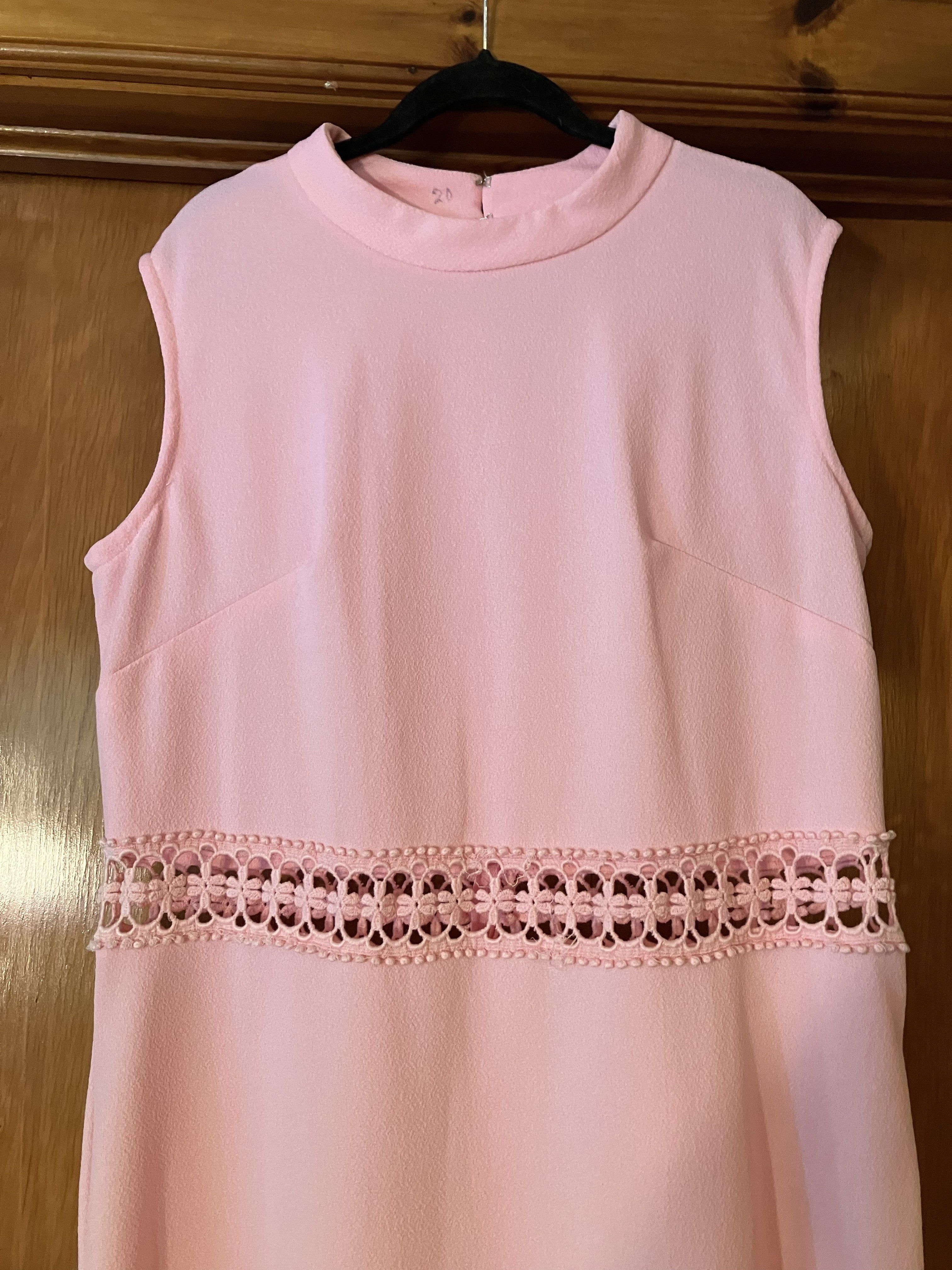 Vintage 1960s Mock Neck Dress With Lace Waist