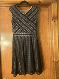 Black Lace Overlay Fit and Flare Dress