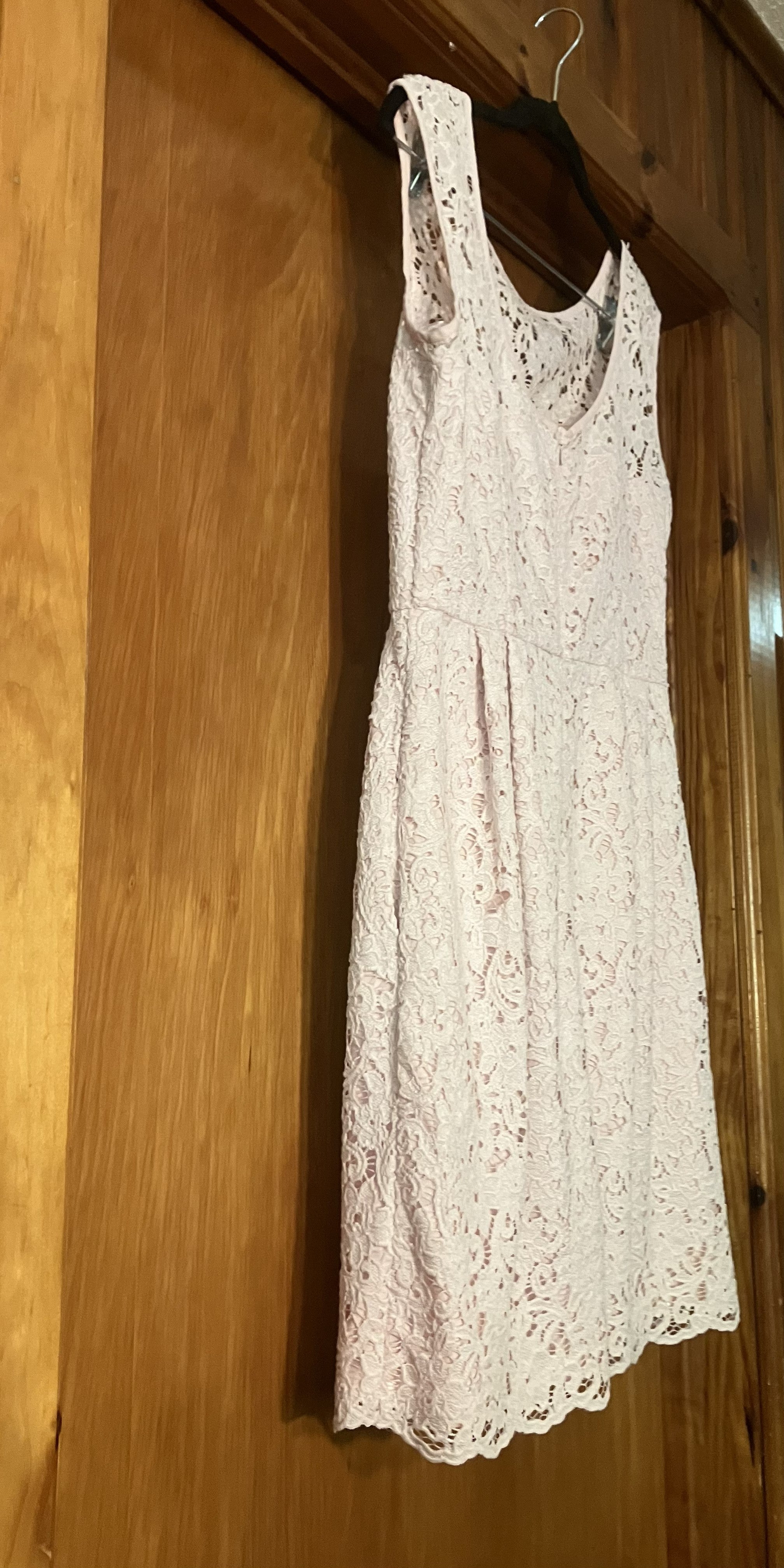 Pink Lace Overlay Fit and Flare Dress